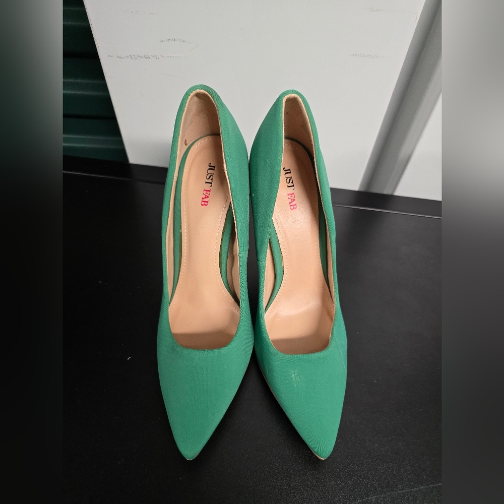 JustFab Green Heels Sleek Minimalist Design